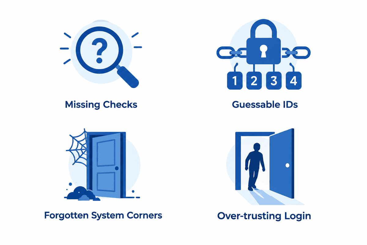 Common Causes of Broken Access Control: Missing Checks, Guessable IDs, Forgotten Corners, and Over-trusting Login